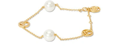 Shop Fendi F Bracelet In Soft Gold White