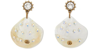 Shop Gucci Shell Earrings In Mother Of Pearl