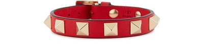 Shop Valentino Garavani Rockstud Bracelet In Rouge Pur