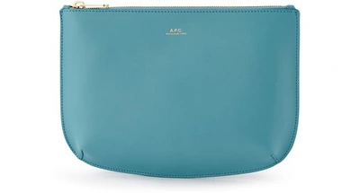Shop Apc Sarah Clutch Bag In Turquoise