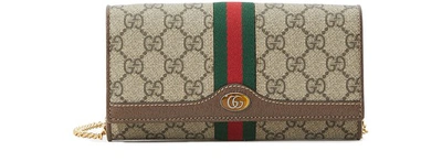 Shop Gucci Ophidia Chain Wallet In Beige