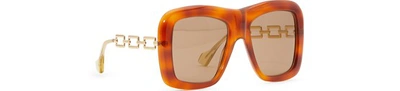 Shop Gucci Oversize Sunglasses In Brown