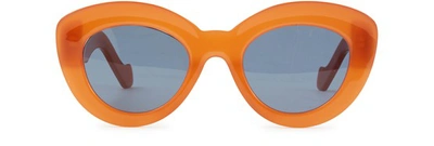 Shop Loewe Butterfly Sunglasses In Blue/shiny Red