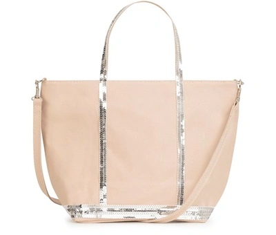 Shop Vanessa Bruno Small Canvas And Sequins Cabas Tote Bag With Detachable Strap