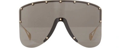 Shop Gucci Mask Sunglasses In Gold-gold-grey