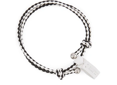 Shop Bottega Veneta Two-tone Intrecciato Bracelet In White Black