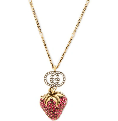 Shop Gucci Fraise Necklace In Red