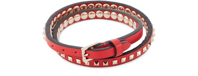 Shop Valentino Garavani - Rockstud Double Bracelet In Rouge Pur
