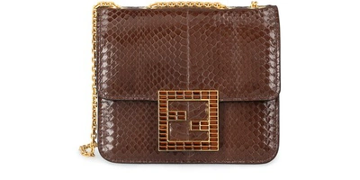 Shop Fendi Fab Handbag In Moro Oro Soft