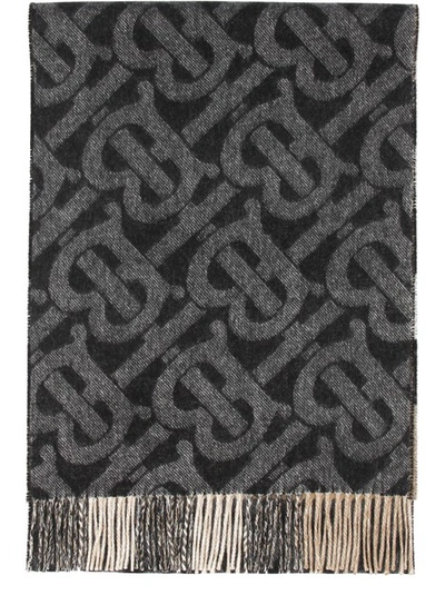 Shop Burberry Reversible Check And Monogram Cashmere Scarf In Black White