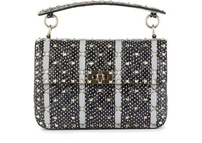 Shop Valentino Garavani Rockstud Shoulder Bag In Pastel Grey