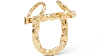 Shop Alican Icoz Double Circle Ring In Gold