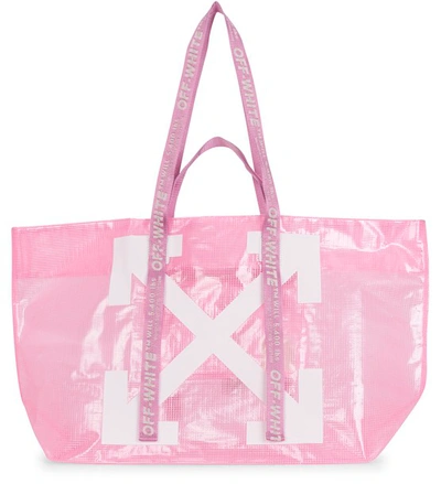 Shop Off-white Commercial Shopper In Pink/white