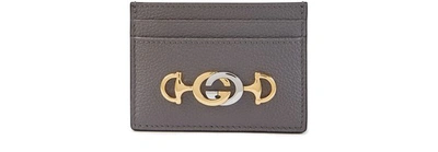 Shop Gucci Zumi Cardholder In Grey