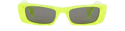 Shop Gucci Rectangular Sunglasses In Yellow/yellow/grey