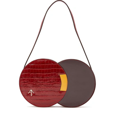 Shop Manu Atelier Twist Croc Handbag In Wine/mustard