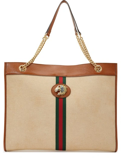 Shop Gucci Large Rajah Tote Bag In Natural