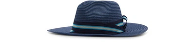 Shop Sensi Studio Panama Hat With Ribbon In Navy