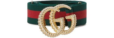 Shop Gucci Gg Marmont Web Belt In Green Red