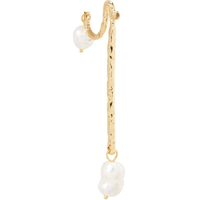 Shop Alican Icoz You And Me Pearl Earrings In Gold