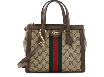 Shop Gucci Ophidia Gg Supreme Shoulder Bag In Beige