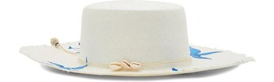 Shop Sensi Studio Straw Hat With Flower Details In White