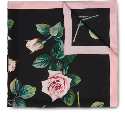 Shop Dolce & Gabbana Floral Print Scarf In Rosa Nero
