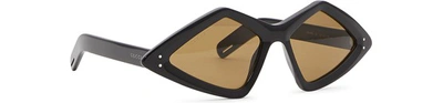 Shop Gucci Geometric Sunglasses In Black Brown