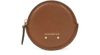 Shop Vanessa Bruno Small Holly Round Smooth Leather Purse In Cognac