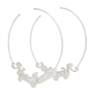 Shop Marc Jacobs "the Logo" Hoop Earrings In Silver