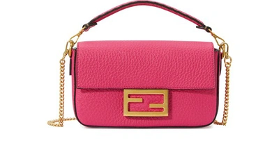 Shop Fendi Baguette Min Handbag In Fuschia