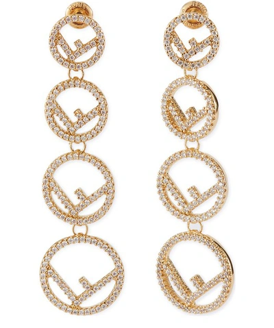 Shop Fendi Logo Earrings In Oro Soft Crystal
