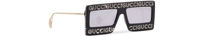 Shop Gucci Logo Sunglasses In Black