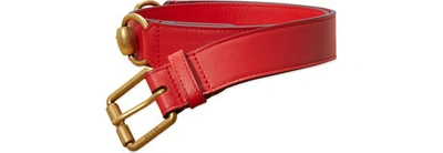 Shop Gucci Leather Belt With Snaffle In Red