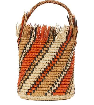 Shop Sensi Studio Striped Bucket Basket In Ochre Combination