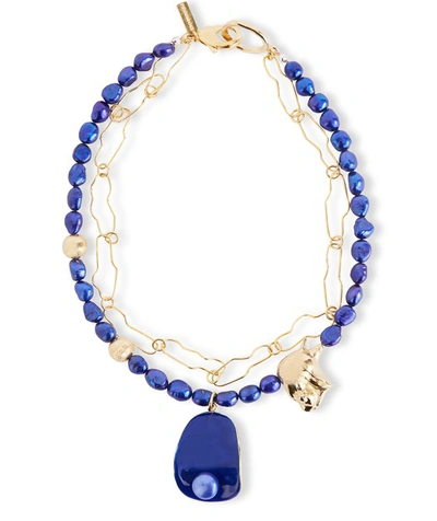 Shop Mounser Malibu Necklace In Gold Blue
