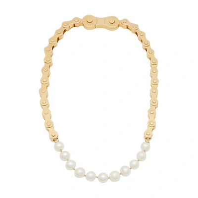 Shop Burberry Necklace In Light Gold