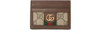 Shop Gucci Ophidia Card Holder In Beige