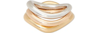 Shop Charlotte Chesnais Wave Rings Set Of 3 In Silver Pink Yellow Vermeil