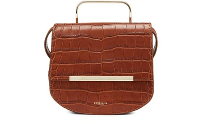 Shop Demellier Mini Rome Shoulder Bag In Cognac Croc Effect