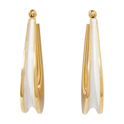 Shop Annelise Michelson Ellipse Hoops With Enamel In Gold White