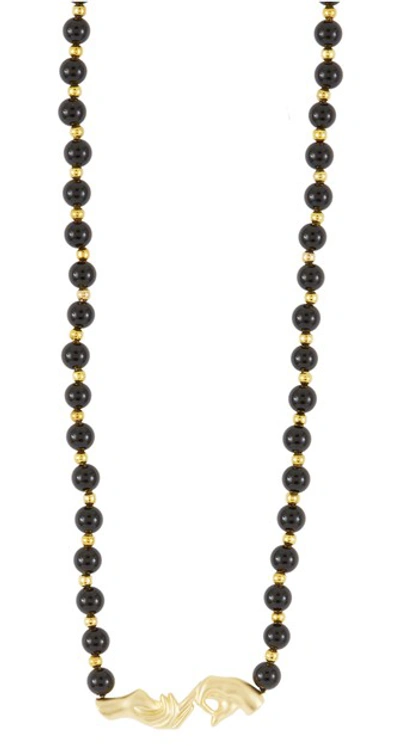 Shop Anissa Kermiche Les Mains Necklace In Black/gold