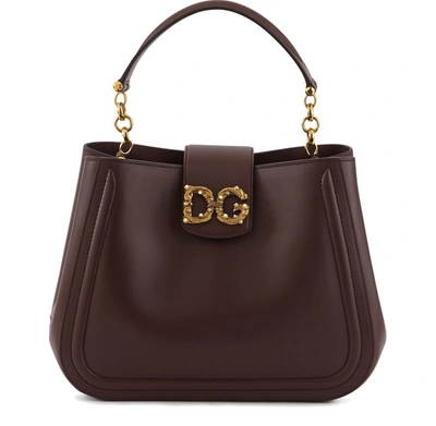 Shop Dolce & Gabbana Dg Amore Handbag In Burgundy