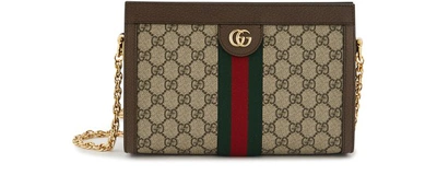 Shop Gucci Ophidia Clutch Bag In Beige Web