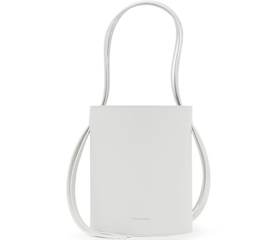 Shop Mansur Gavriel Fringed Leather Bucket Bag In White