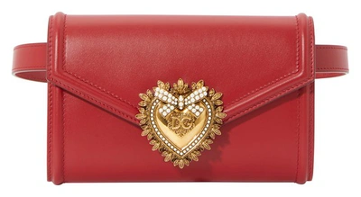Shop Dolce & Gabbana Devotion Belt Bag In Rosso Papavero