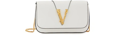 Shop Versace Virtus Handbag In Bianco Ottico Oro Tribute