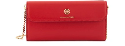 Shop Alexander Mcqueen Wallet With Strap In Deep Red