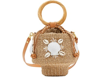 Shop Aranaz Alana Straw Bucket Bag In Natural/white