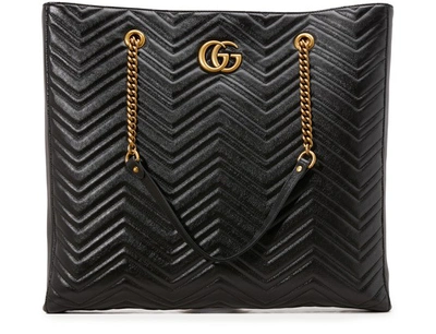 Shop Gucci Gg Marmont Gm Tote In Black